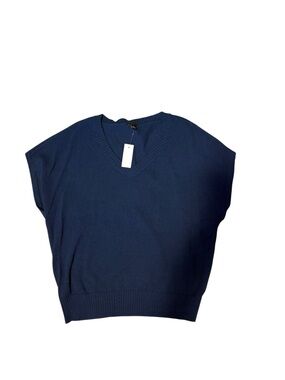 Ann Taylor Factory Navy V-Neck Knit Sweater Vest NWT